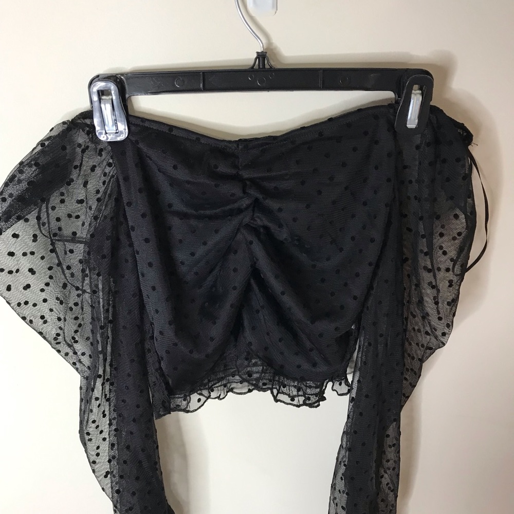 Off the shoulder mesh crop top